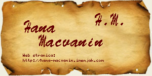 Hana Mačvanin vizit kartica